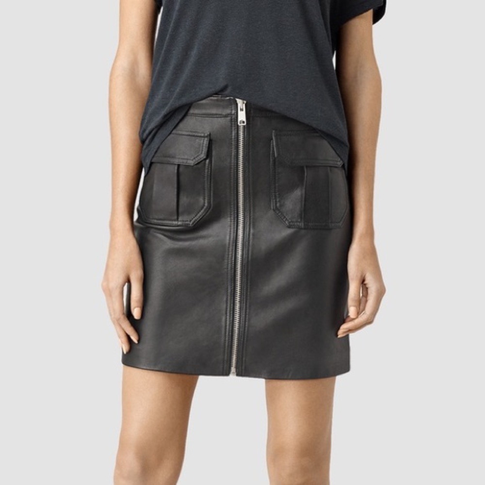 AllSaints Taylor Leather Skirt NWOT